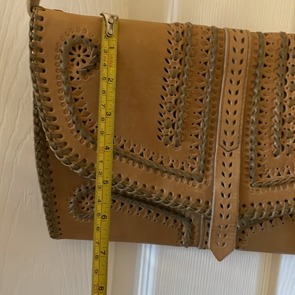 VINTAGE gorgeous braided hand tooled leather purse shoulder bag - Picture 4 of 11